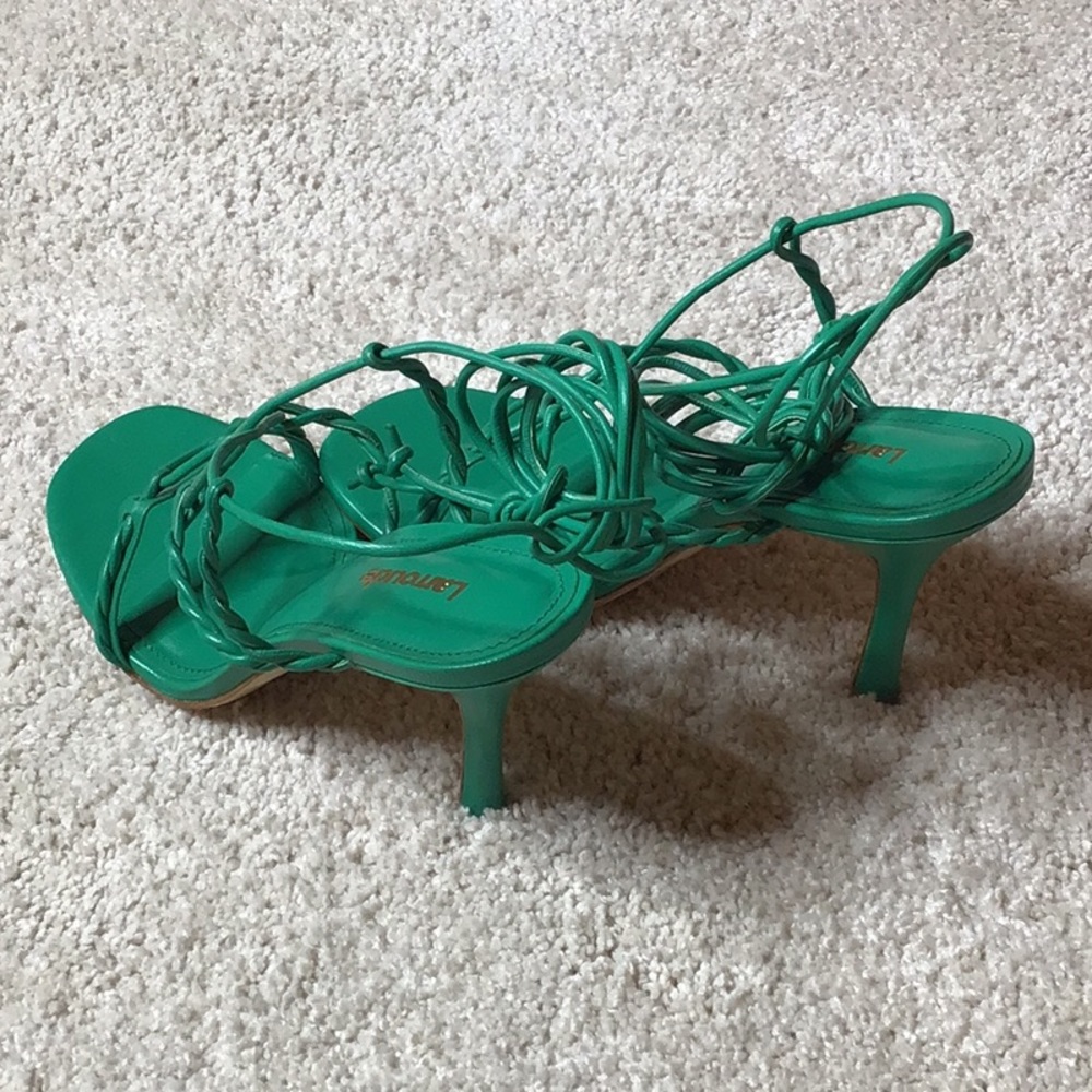 Larroudé Green Lace-up Heeled Sandal - Picture 2 of 5